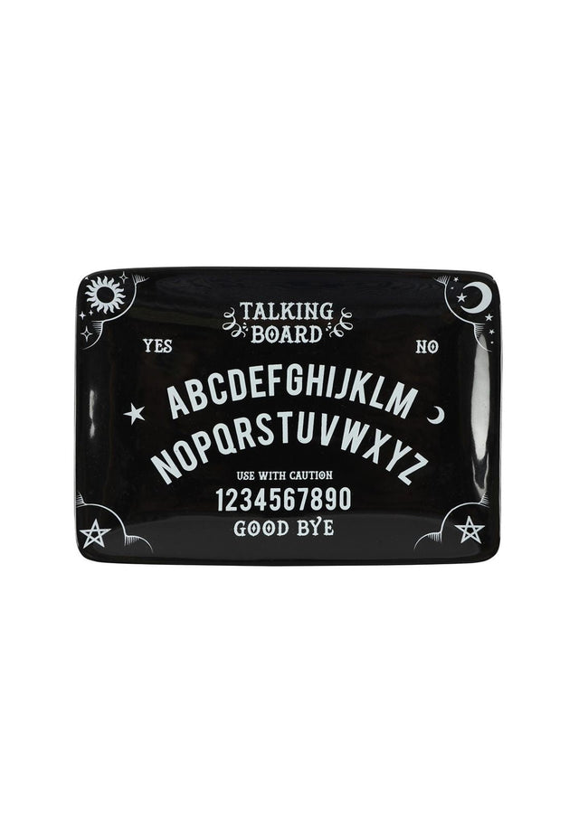 Schwarze Sprechtafel.