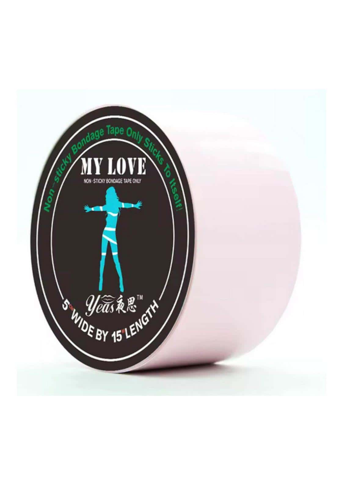 Rosa rolle nicht klebendes bondage tape my love mit teal silhouetten design von yea’s ideal für gothic kleidung
