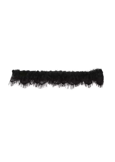 Schwarzes spitzen strumpfband burlesque mit ausgefransten kanten für gothic kleidung und horror looks