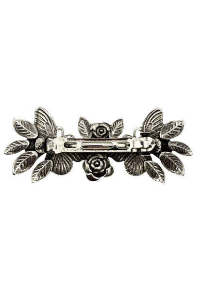 Silberne metall haarklammer butterfly flower mit filigranen schmetterlings und rosenblatt designs für gothic haarklammer alternative fashion