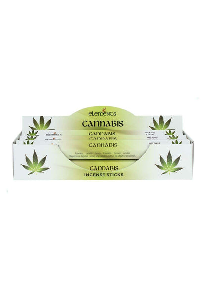 Weiße und grüne verpackung der cannabis elements räucherstäbchen mit aromatischen incense sticks