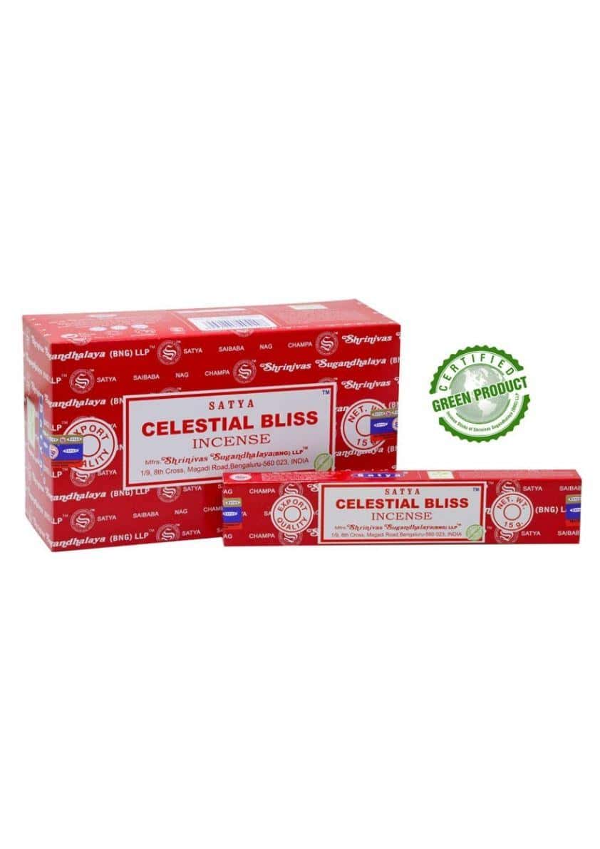 Roter satya celestial bliss räucherstäbchen karton ideal für gothic kleidung und horror atmosphäre