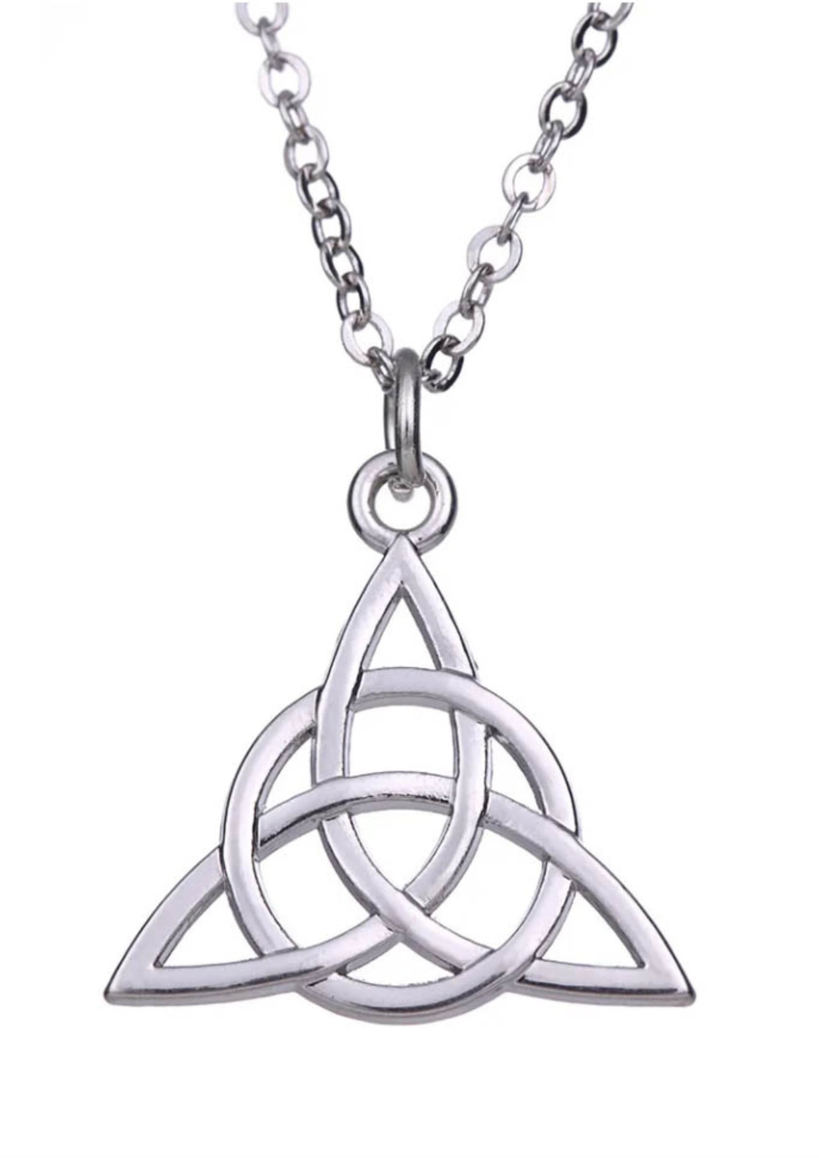 Silberne keltische Knoten Triquetra-Halskette aus Metall