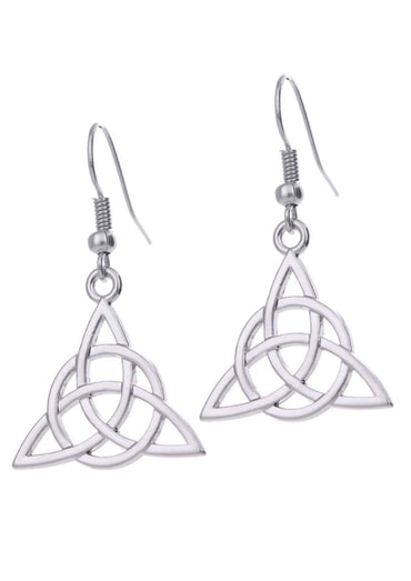 Silberne celtic knot ohrringe mit triquetra design und fishhook verschluss für gothic und horror stil