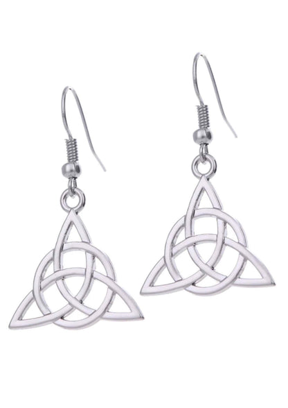 Silberne celtic knot ohrringe mit triquetra design und fishhook verschluss für gothic und horror stil