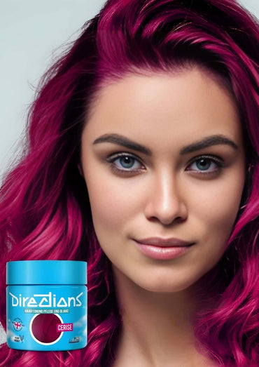 Directions cerise semi-permanente haartönung im 100ml glas mit blauem deckel ideal für blondiertes haar