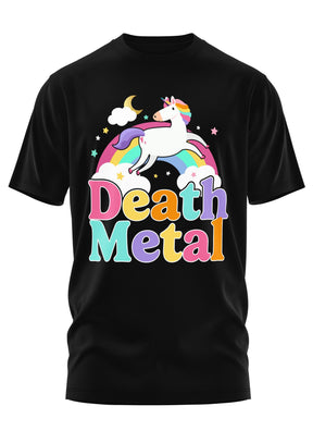 Schweres Unisex T-Shirt Children Death Metal: Einhorn über Regenbogen
