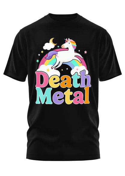 Schweres Unisex T-Shirt Children Death Metal: Einhorn über Regenbogen