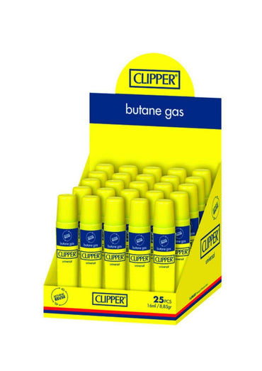 Helle gelbe clipper butangasfeuerzeuge 16 ml im display für gothic horror und dark fashion fans
