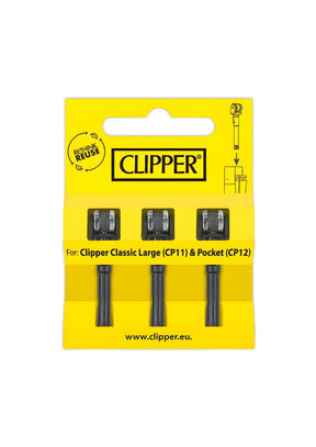 Clipper Flintsystem 3 Stück: 3 schwarze Clipper-Pins in gelber Packung