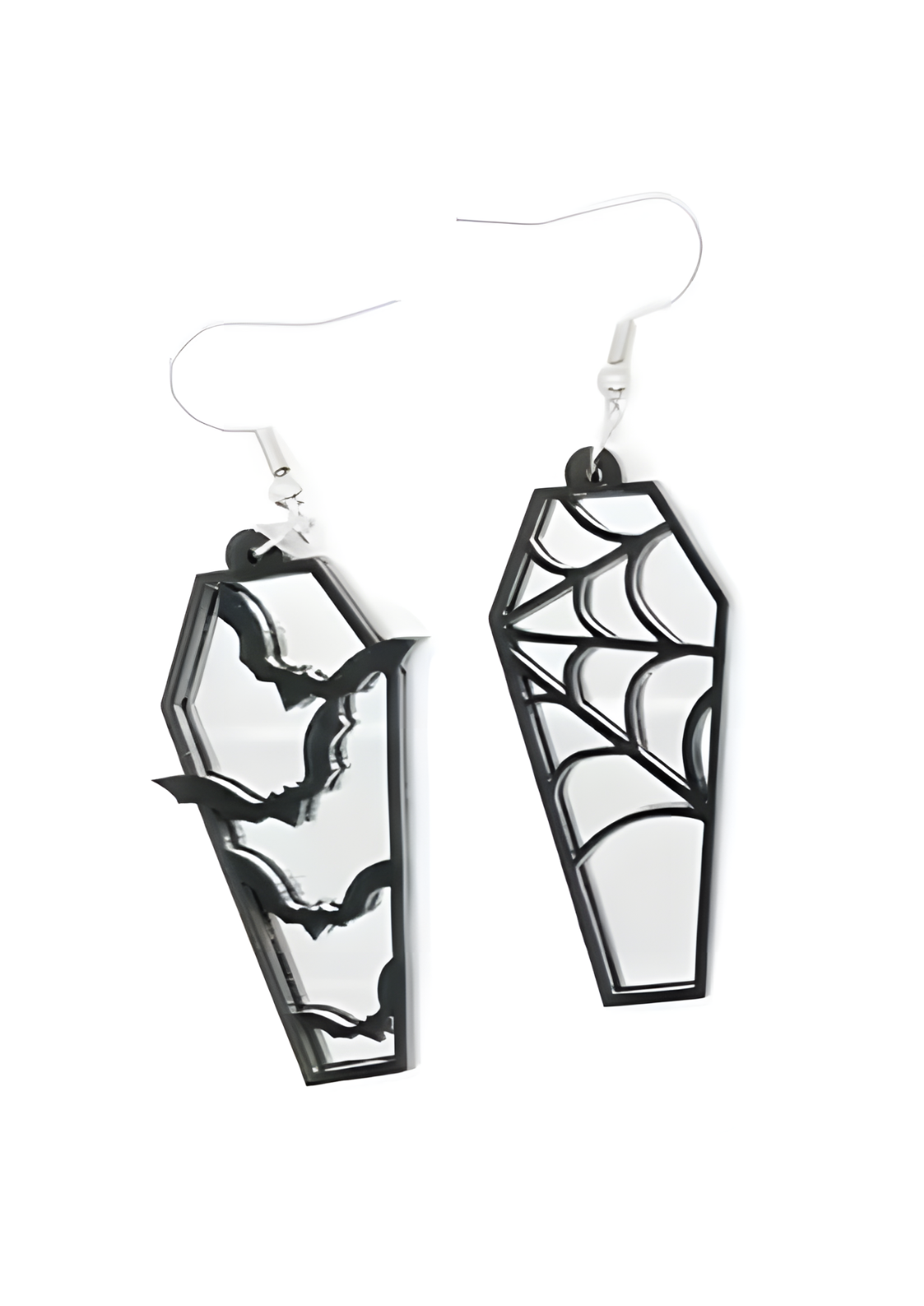 COFFIN BAT SILVER - EARRINGS - JEWLERY