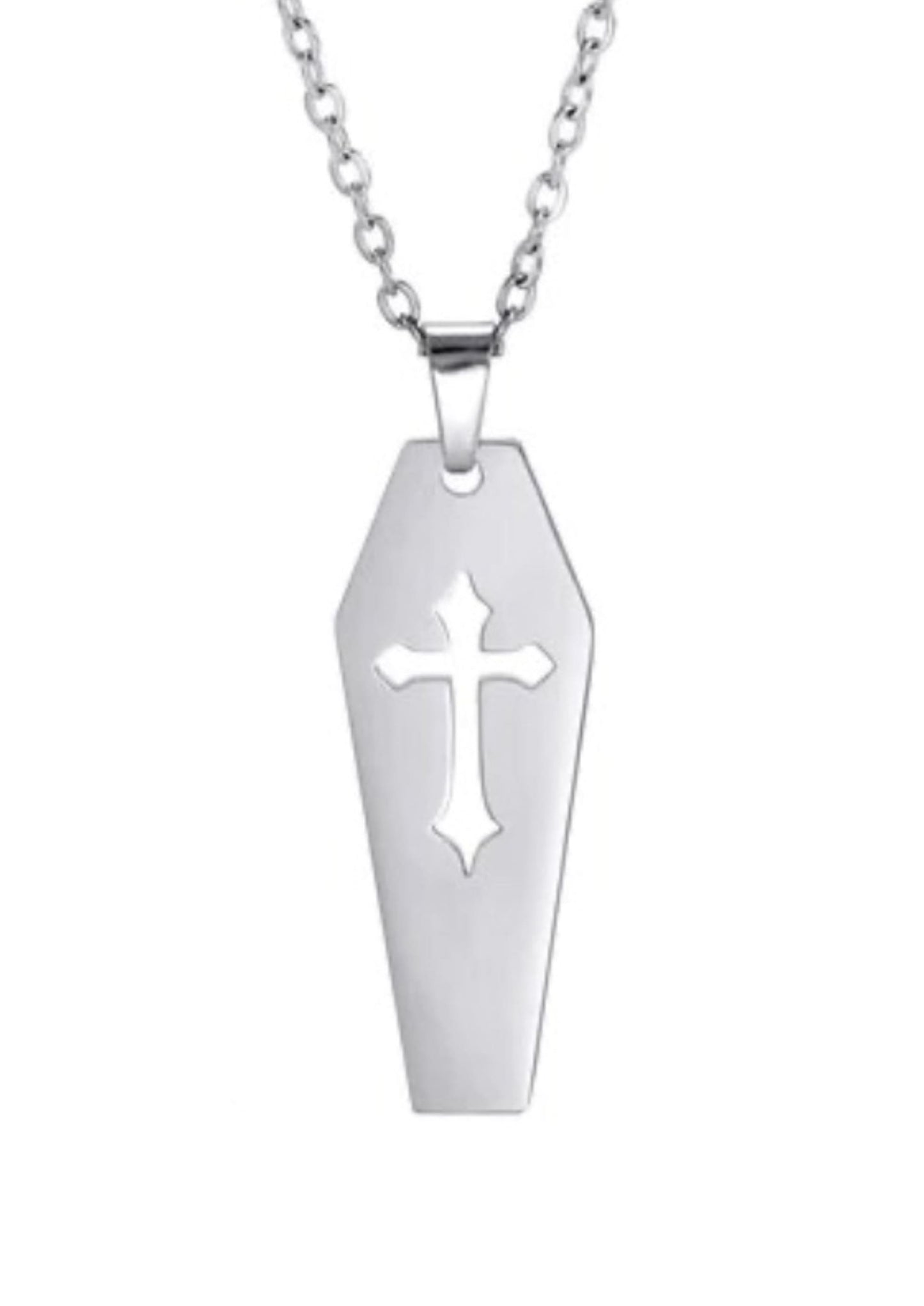 Silberne Sarg-Halskette Edelstahl mit Kreuz-Ausschnitt, COFFIN China