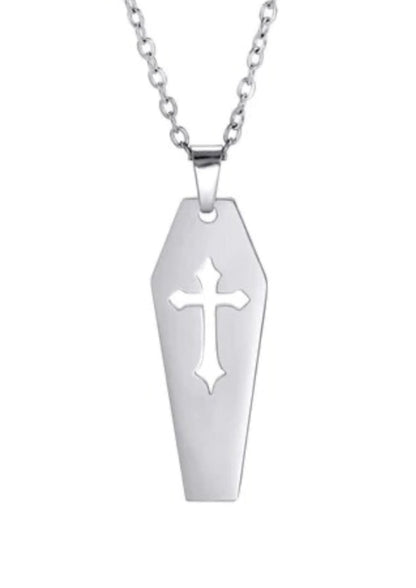 Silberne Sarg-Halskette Edelstahl mit Kreuz-Ausschnitt, COFFIN China