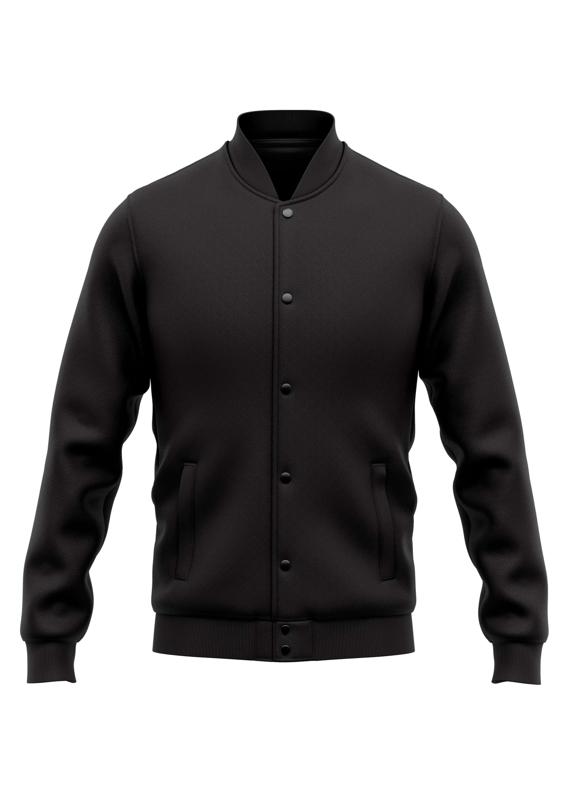 Schwarze college jacke mit frontknopfverschluss und schrägen taschen für gothic und horror styles bitte