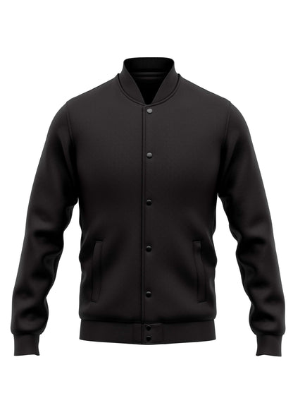 Schwarze college jacke mit frontknopfverschluss und schrägen taschen für gothic und horror styles bitte