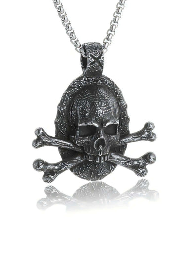 Gothic Halskette aus Edelstahl mit Totenkopf und gekreuzten Knochen