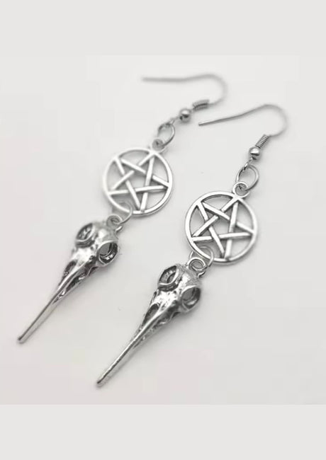 CROW PENTAGRAM - OHRRINGE - JEWLERY
