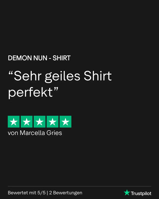 Dämonen-Nonnen-Shirt mit leuchtend grünen Sternen und schwarzem Hintergrund.