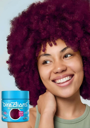 Ein lebendiges blaues glas mit dark tulip directions haartönung in tulip directions 100ml für semi-permanente farbe