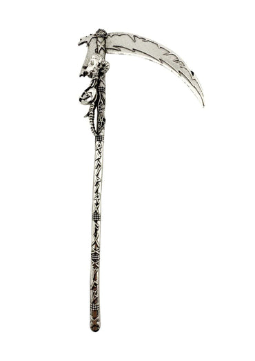 Silberne gothische haarnadel death essence mit kunstvoll gestaltetem sichelförmigem blatt für horror looks
