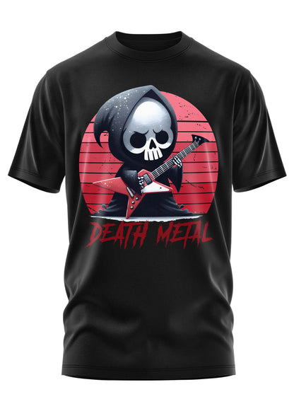 Schwarzes Gothic T-Shirt Death Metal Gitarre Grim Reaper
