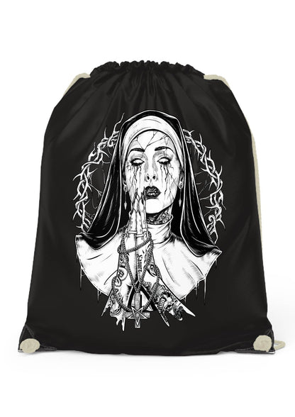 Gothic Demon Nun Gym Bag mit externen Kordelhalterungen