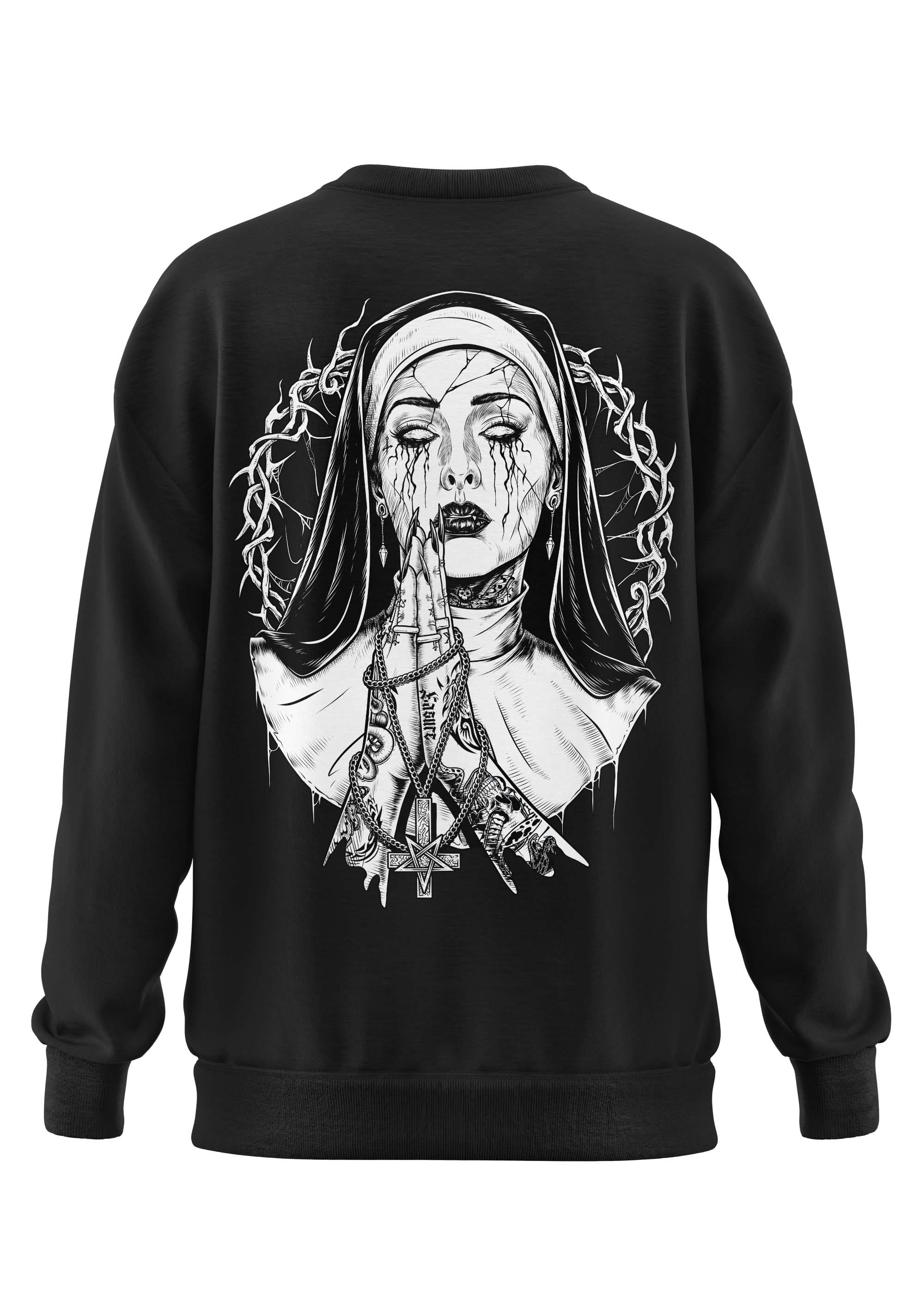 Schwerers Unisex Sweatshirt Demon Nun mit gotischer Nonne