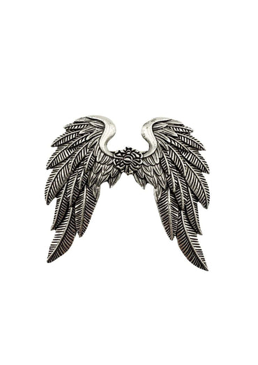 Silberne engelsflügel brosche pin im demon wings design für goth und horror stil