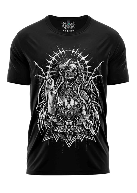 Schwarzes Gothic-Shirt Devil’s Prayer mit Skelett-Motiv