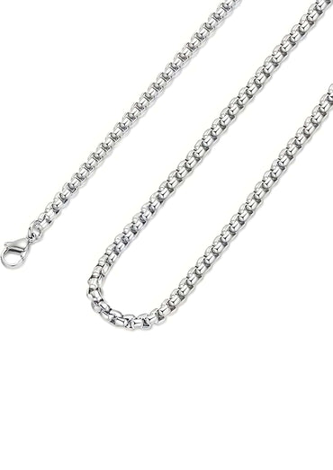 Dicke gliederkette halskette ohne anhänger aus silberfarbigem edelstahl mit 2mm starken gliedern und karabinerverschluss