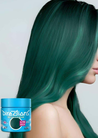 Alpine green directions haartönung 100ml jar with bright blue lid for semi-permanente haartönung auf blondiertes haar