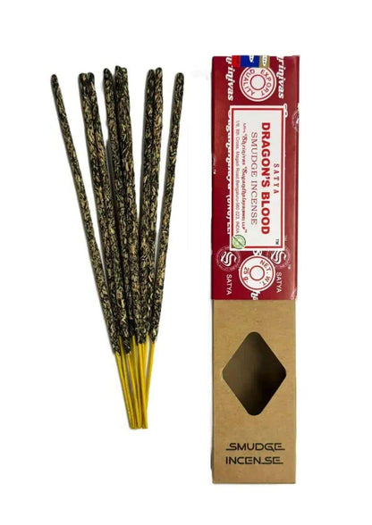 Dragon’s blood smudge räucherstäbchen in roter box mit goldfolie ideal für meditation und yoga ritual incense