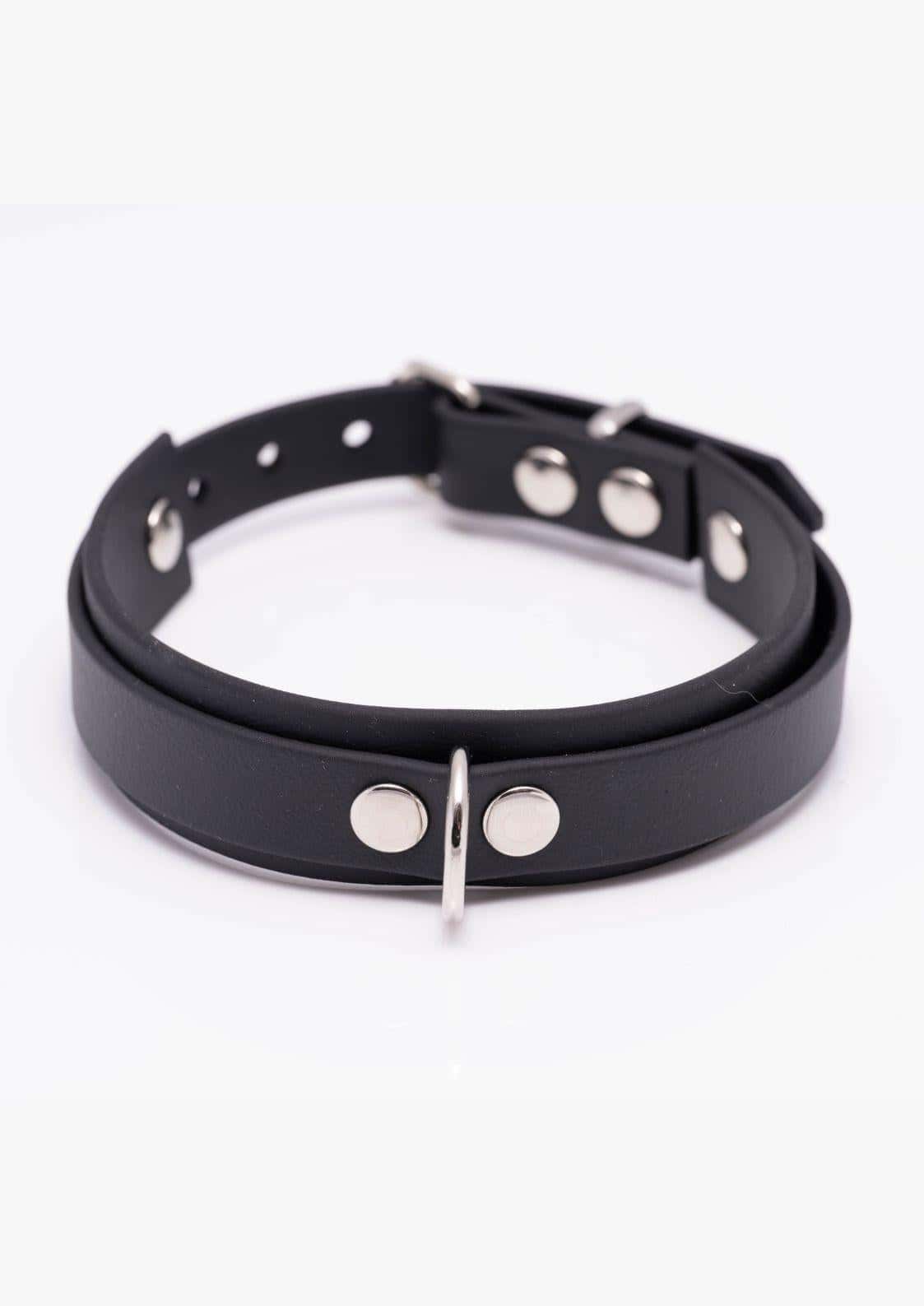 Schwarzer leather choker easure basic slave silver mit silbernen metalnieten und ringverschluss aus langlebigem material handgefertigte choker chain slave