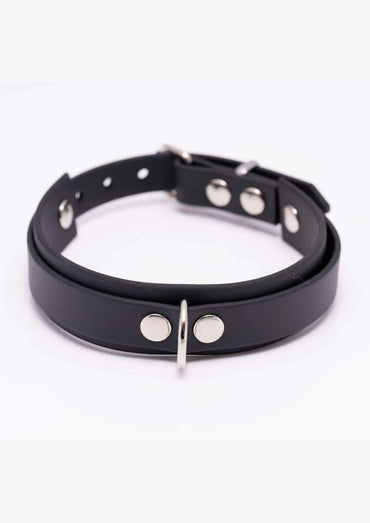 Schwarzer leather choker easure basic slave silver mit silbernen metalnieten und ringverschluss aus langlebigem material handgefertigte choker chain slave