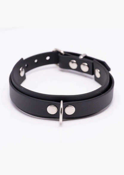Schwarzer leather choker easure basic slave silver mit silbernen metalnieten und ringverschluss aus langlebigem material handgefertigte choker chain slave
