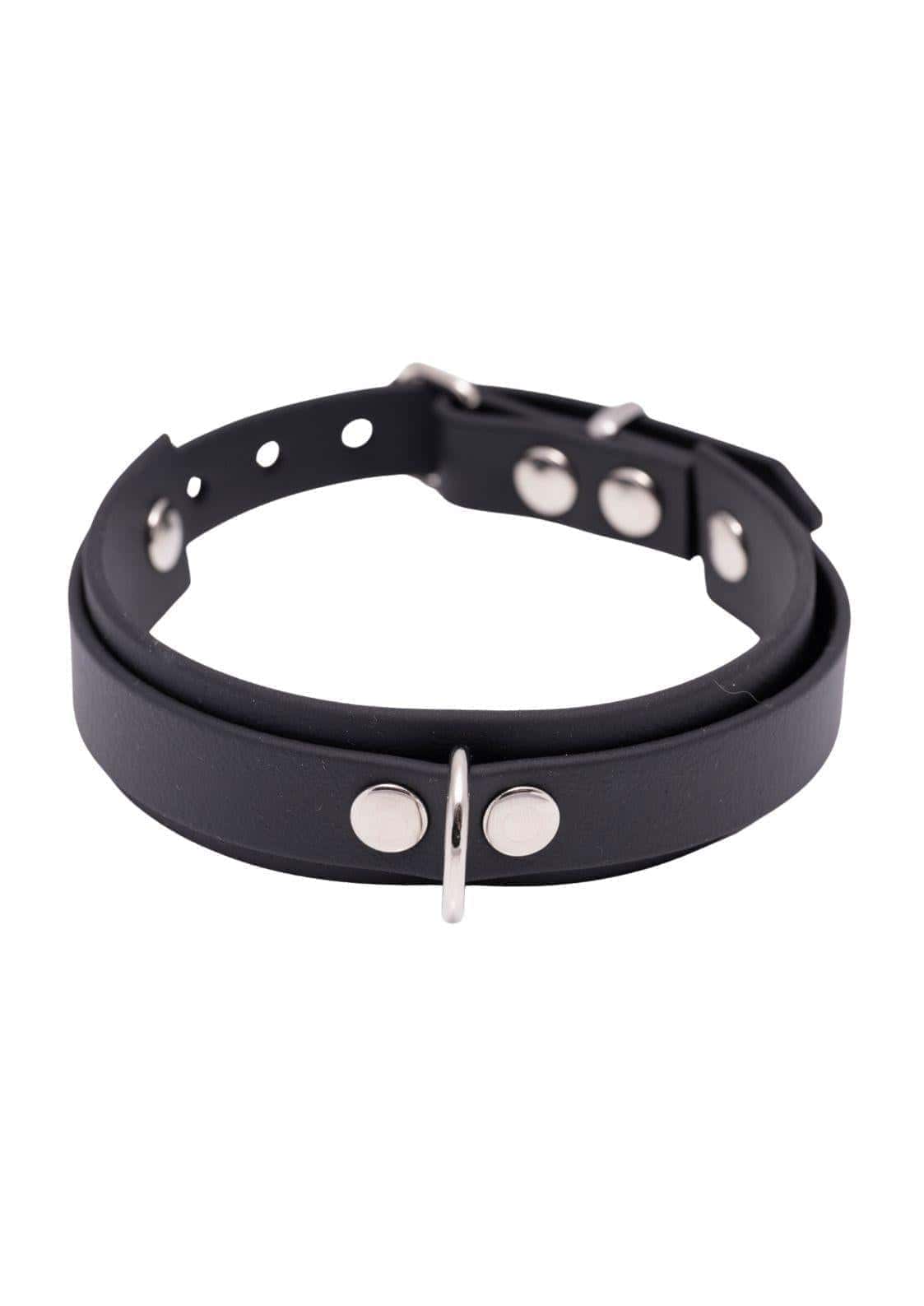 Easure Basic Slave silver Gothic Choker aus BioThane mit silbernem D-Ring