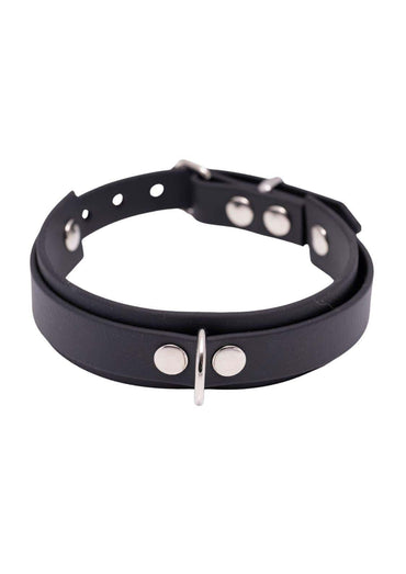 Easure Basic Slave silver Gothic Choker aus BioThane mit silbernem D-Ring