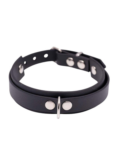Easure Basic Slave silver Gothic Choker aus BioThane mit silbernem D-Ring