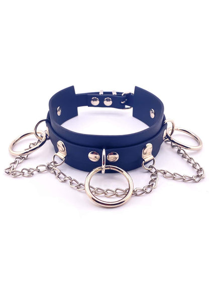 Easure Chain Slave Choker aus BioThane mit silberfarbenen Edelstahlketten und O-Ringen