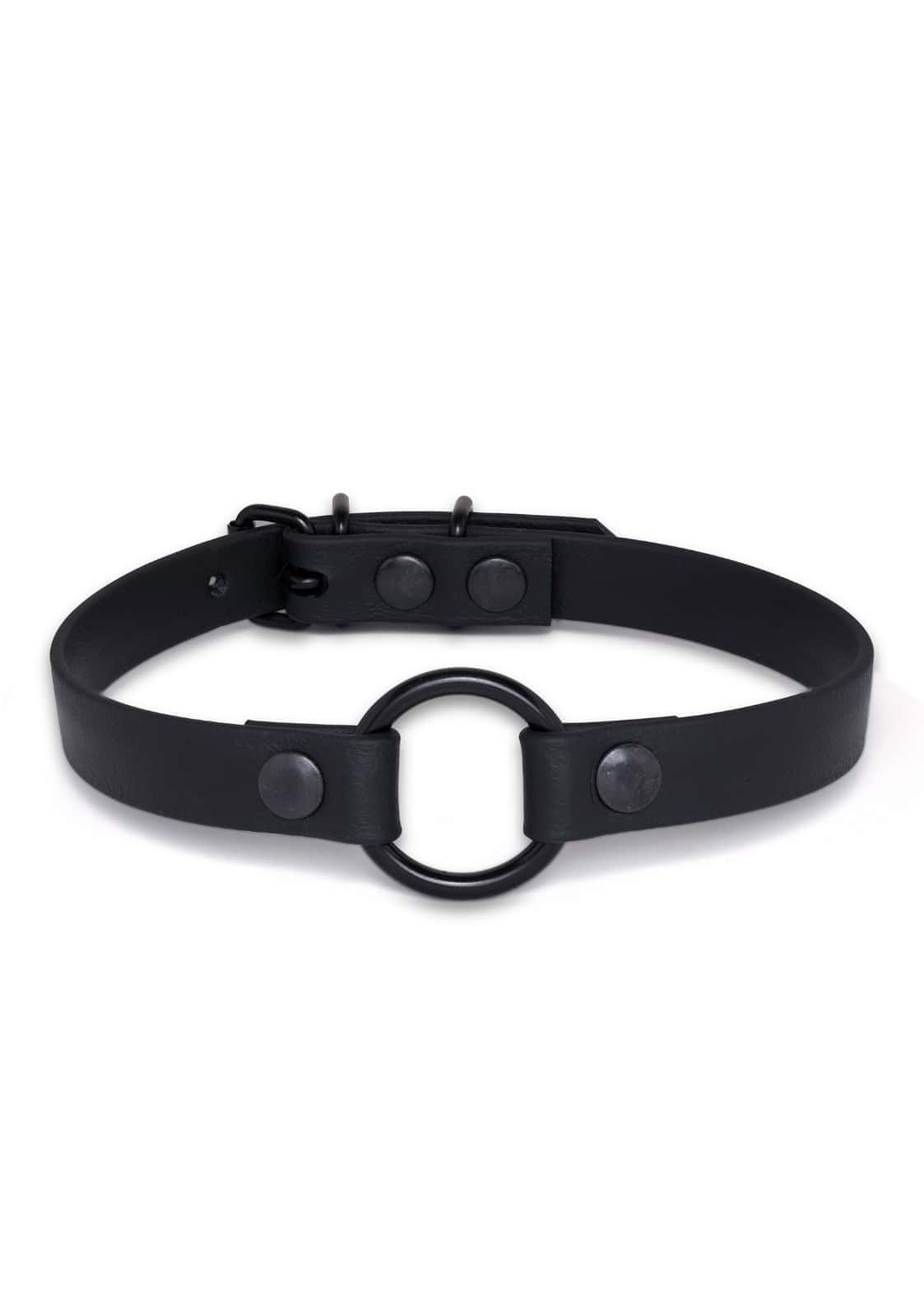 Schwarzer Easure O-Ring Choker aus BioThane mit schwarzem O-Ring