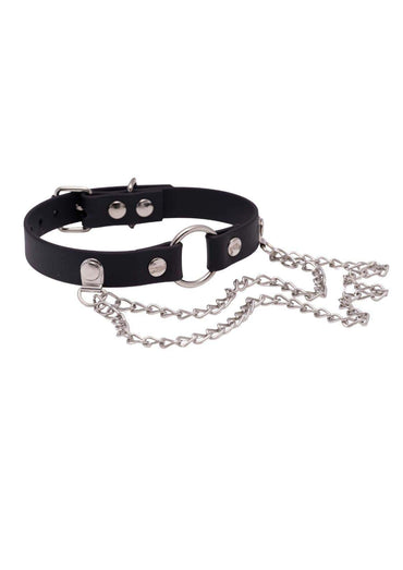 Schwarzer Easure O-Ring Double Chain Choker aus BioThane mit silbernem O-Ring und 2-reihiger Kette
