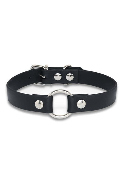 Schwarzer Easure O-Ring Choker aus BioThane mit silbernem O-Ring