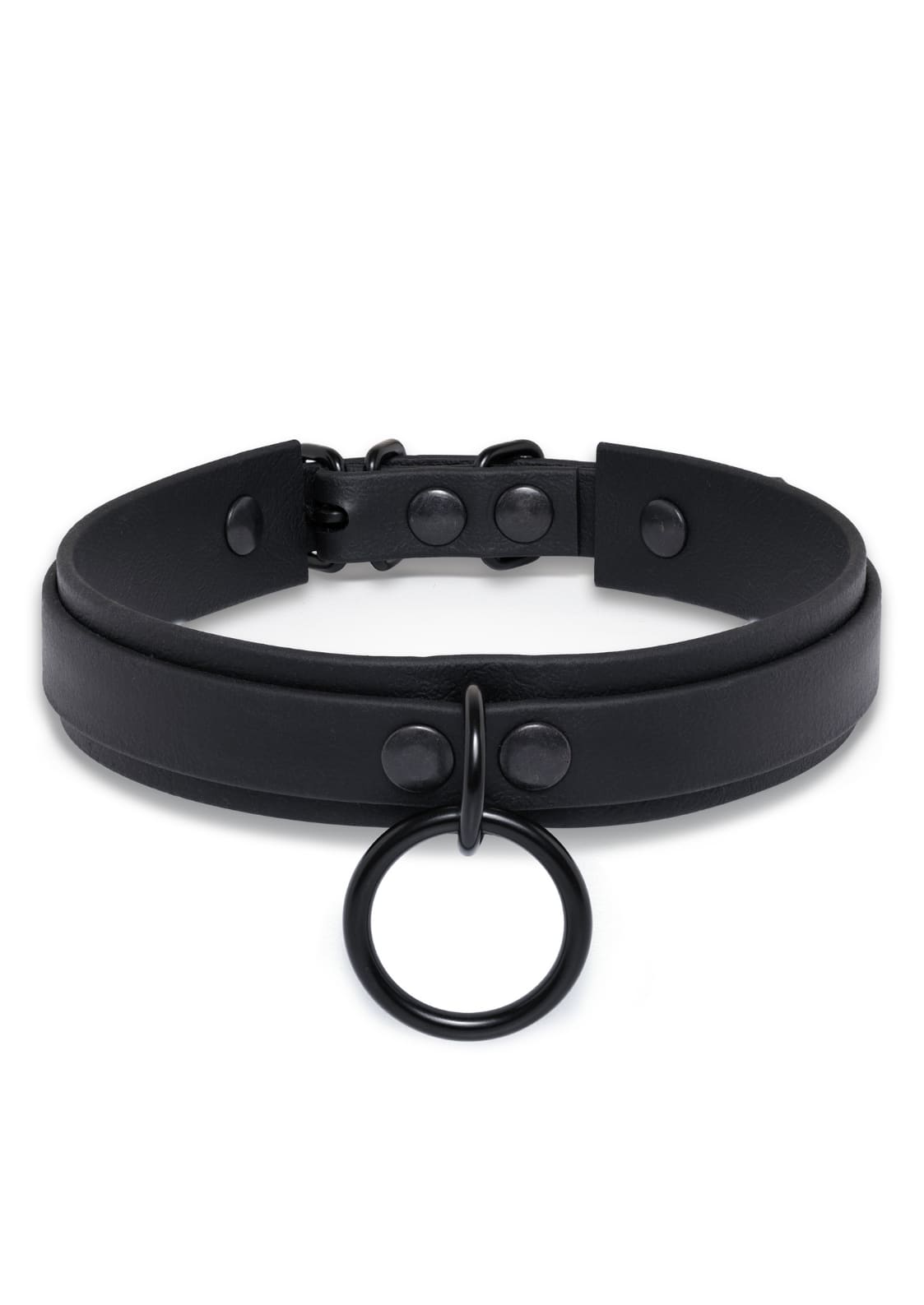 EASURE Slave Black handgefertigter Choker aus langlebigem Leder mit Metallring und Nieten