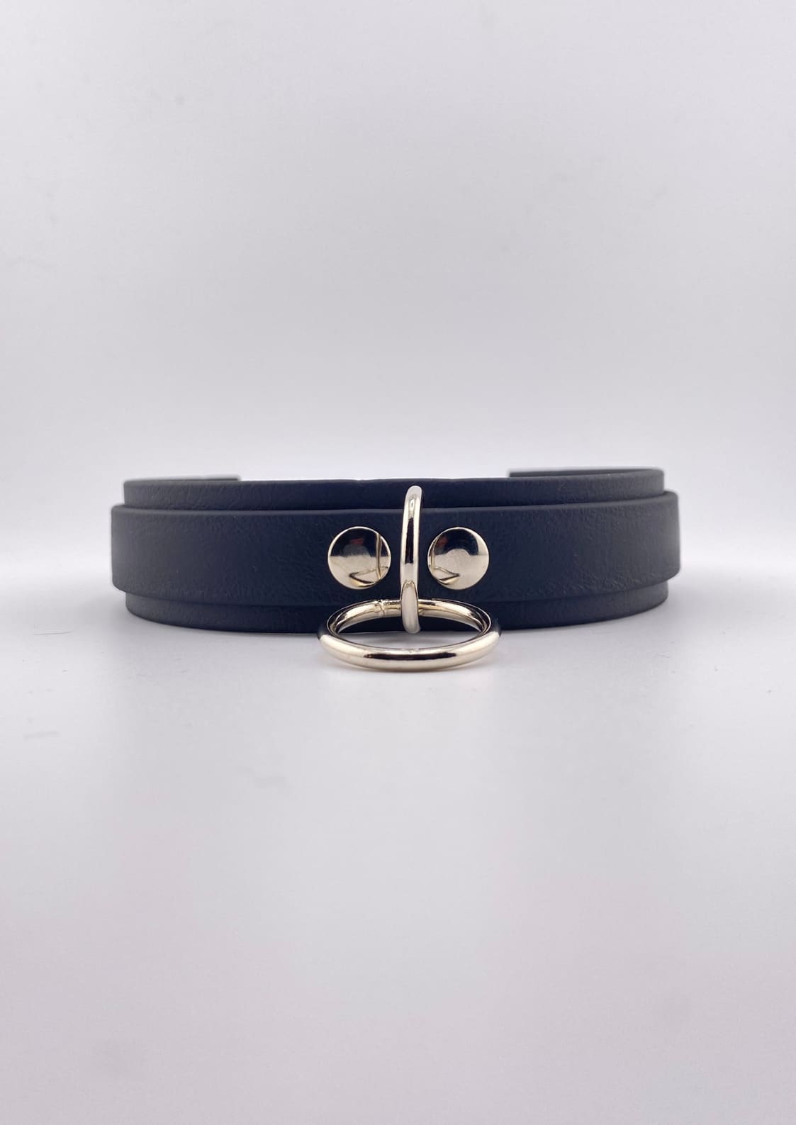 Handgefertigter navyblauer Lederchoker EASURE SLAVE mit silberner Schnalle, langlebiges Material, gothic