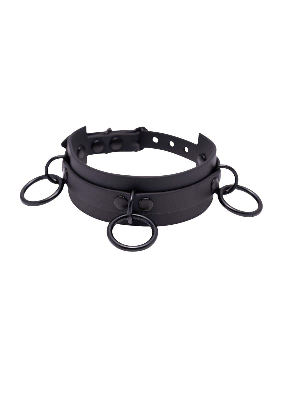 Easure trible slave black handgefertigte choker aus langlebigem material mit mehreren metallringen und kippverschluss