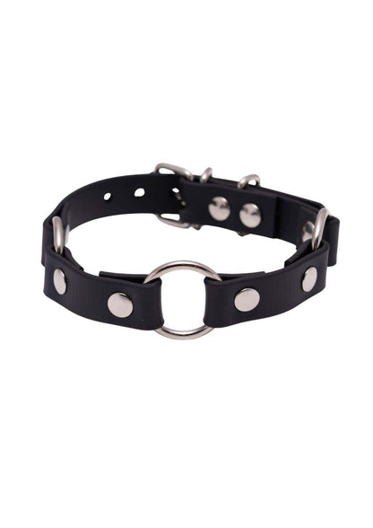 Schwarzer Easure Triple O-Ring silver Choker aus BioThane mit 3 silbernen O-Ringen 