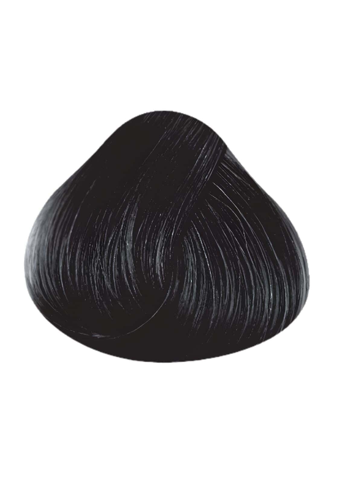 Ein glänzendes haarfarbmuster in tiefdunklem schwarz von ebony directions 100ml semi-permanente haartönung