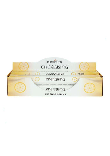 Weiß und gold verpackte energising incense sticks von elements mit zitronenscheiben design für belebende räucherstäbchen