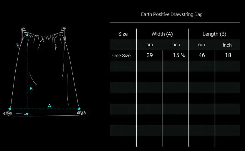 Erdpositiver Beutel mit Kordelzug, eine Größe, 39 cm breit und 46 cm lang.