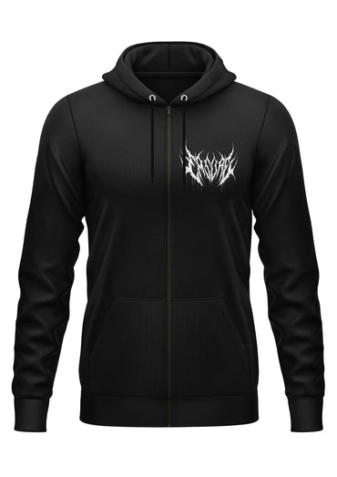 Schwarzer Gothic-Zip-Hoodie EVIL NUN - ZIPPER mit weißem Metal-Grafik